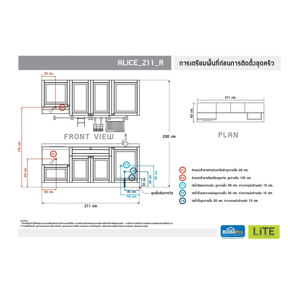 ครัวไม้สำเร็จ STARMARK ALICE 211_R 211 ซม.