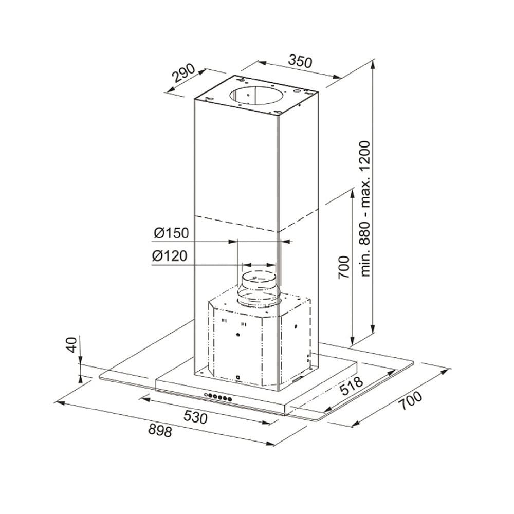 เครื่องดูดควันกลางห้อง FRANKE FGL925IXS 90 ซม.