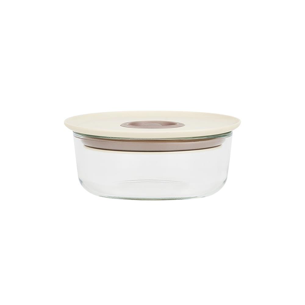 กล่องอาหารแก้วกลม NEOFLAM FIKA CLIK 0.28 ลิตร สีครีม