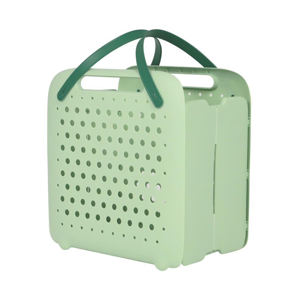 ตะกร้าผ้าหูหิ้วพับได้ PLIM FOLDABLE สีเขียว_0