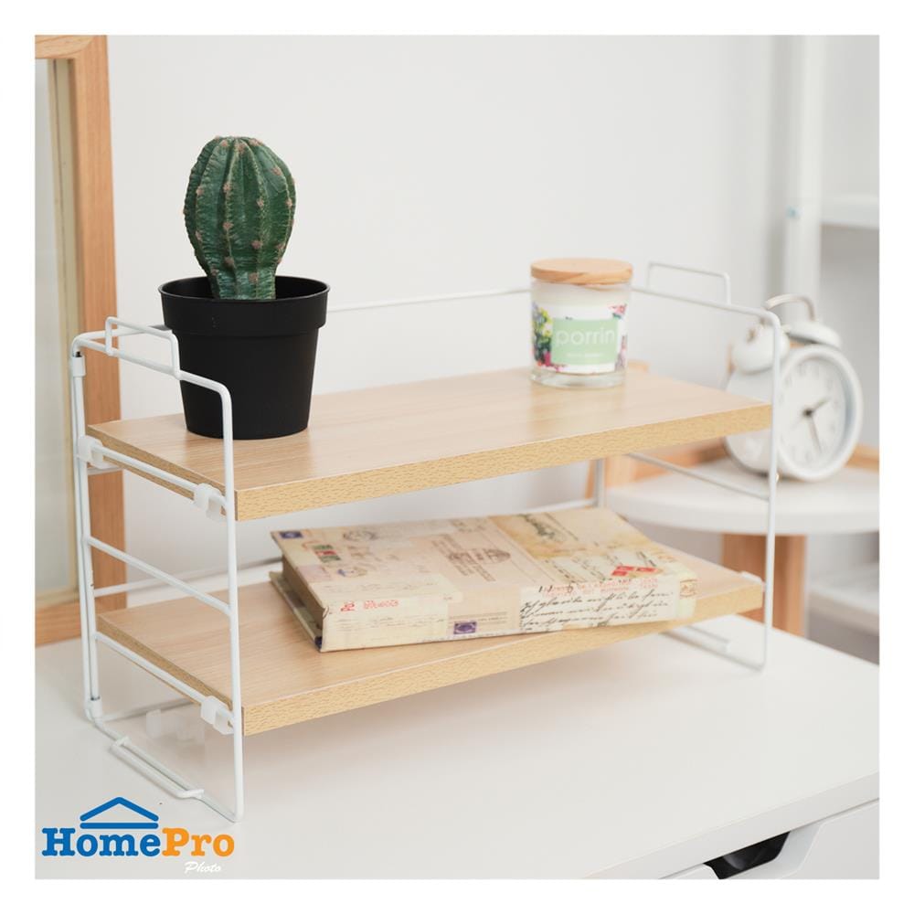 ชั้นวางของไม้ 2 ชั้น STACKO RUZ 37x16.5x24 ซม. สีธรรมชาติ/ขาว