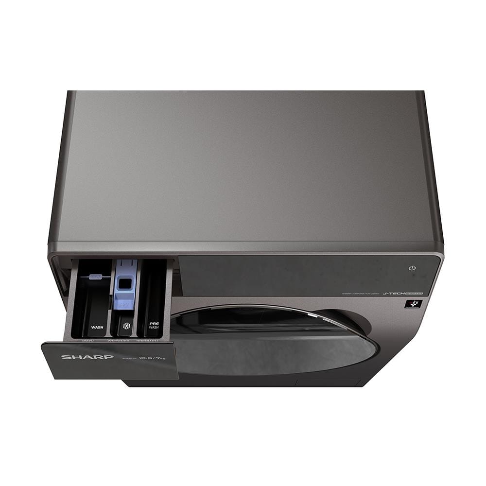 เครื่องซักอบผ้าฝาหน้า SHARP ES-DK1054PT-S 10.5/7 กก. สีเทา อินเวอร์เตอร์