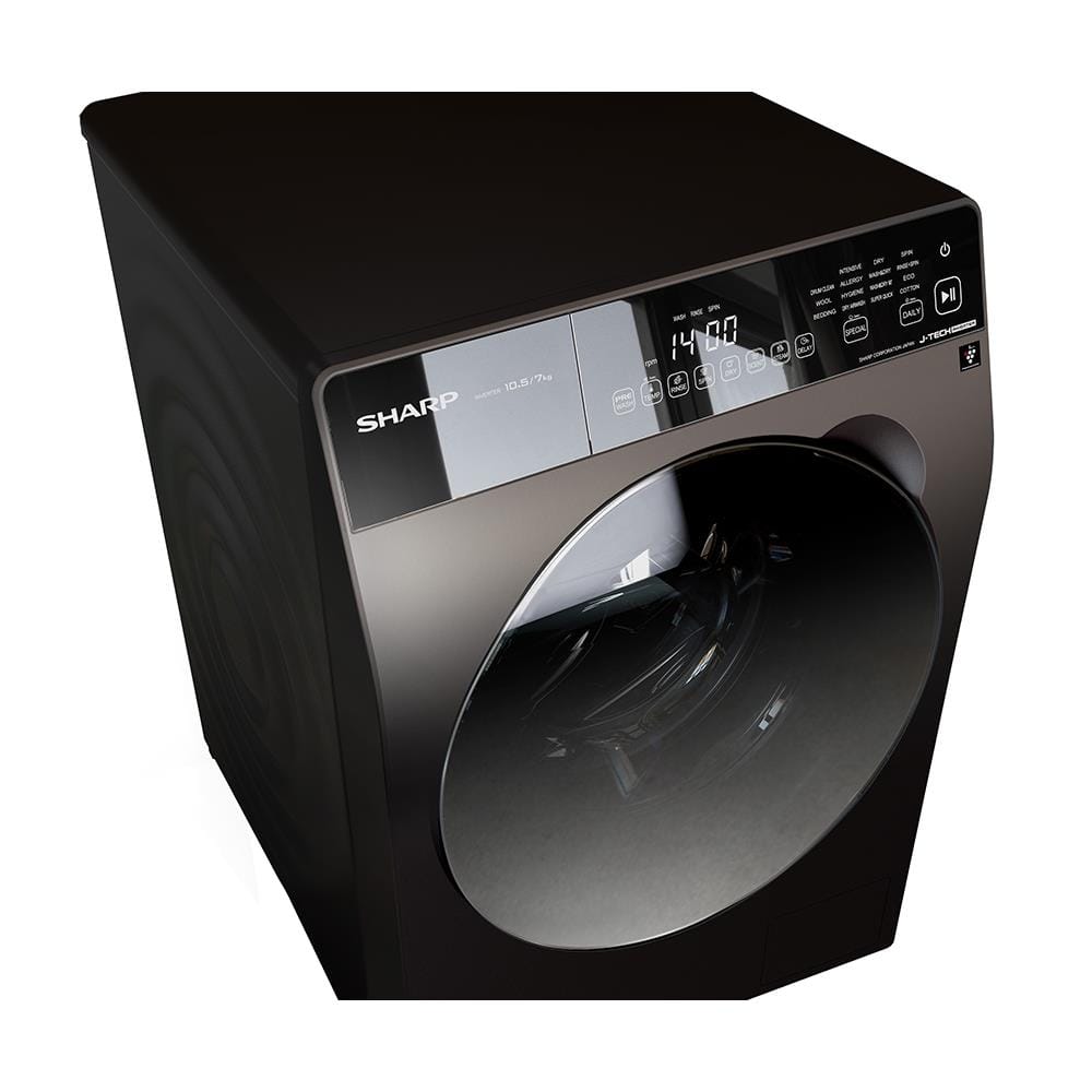 เครื่องซักอบผ้าฝาหน้า SHARP ES-DK1054PT-S 10.5/7 กก. สีเทา อินเวอร์เตอร์