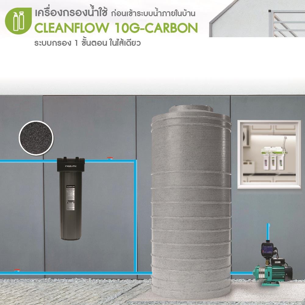 เครื่องกรองน้ำใช้ MAZUMA CLEANFLOW 10G-CARBON