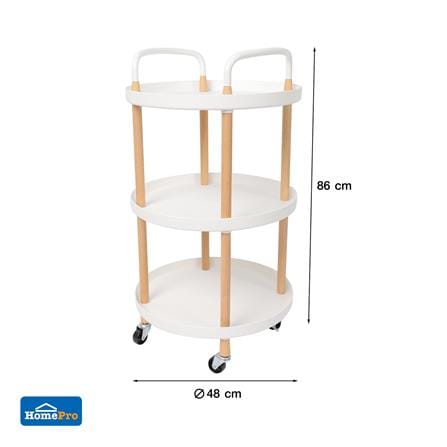ชั้นวางของ 3 ชั้น มีล้อ STACKO RONDA 48x48x86 ซม. สีขาว_6