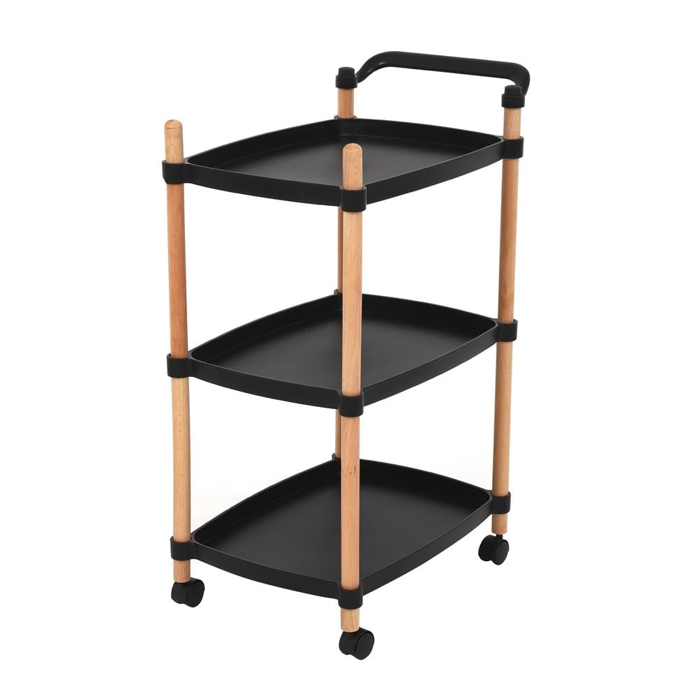 ชั้นวางของ 3 ชั้น มีล้อ STACKO FOREST 47x31x80 ซม. สีดำ