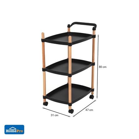 ชั้นวางของ 3 ชั้น มีล้อ STACKO FOREST 47x31x80 ซม. สีดำ_4