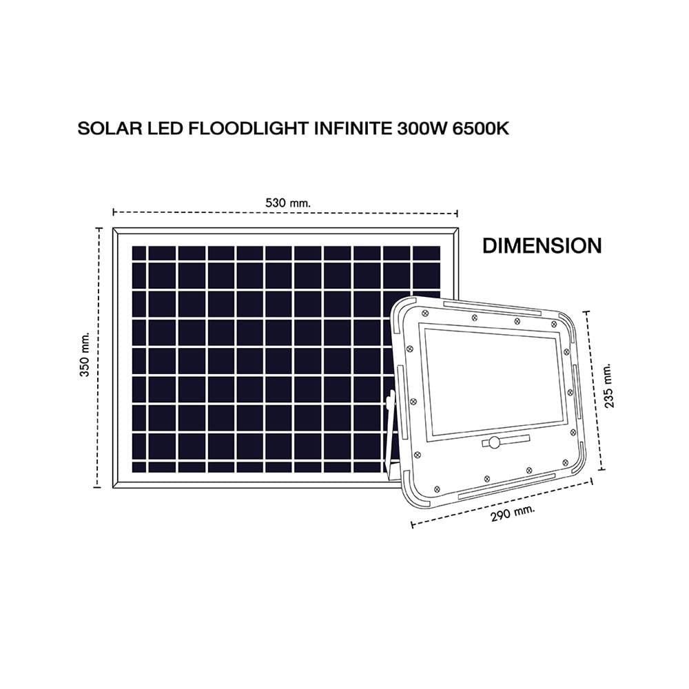 สปอทไลท์ SOLAR RACER FLOODLIGHT 300 วัตต์ วอร์มไวท์ สีเทา