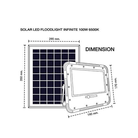 สปอทไลท์ SOLAR RACER FLOODLIGHT 100 วัตต์ วอร์มไวท์ สีเทา_7