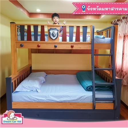 เตียง 2 ชั้น 4 ฟุต DREAM CAR KID PREMIER 0084.4 สีนํ้าตาล/แดง/น้ำเงิน_3