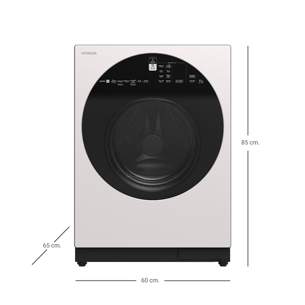 เครื่องซักผ้าฝาหน้า HITACHI BD-100GV WH 10 กก. 1600 RPM อินเวอร์เตอร์