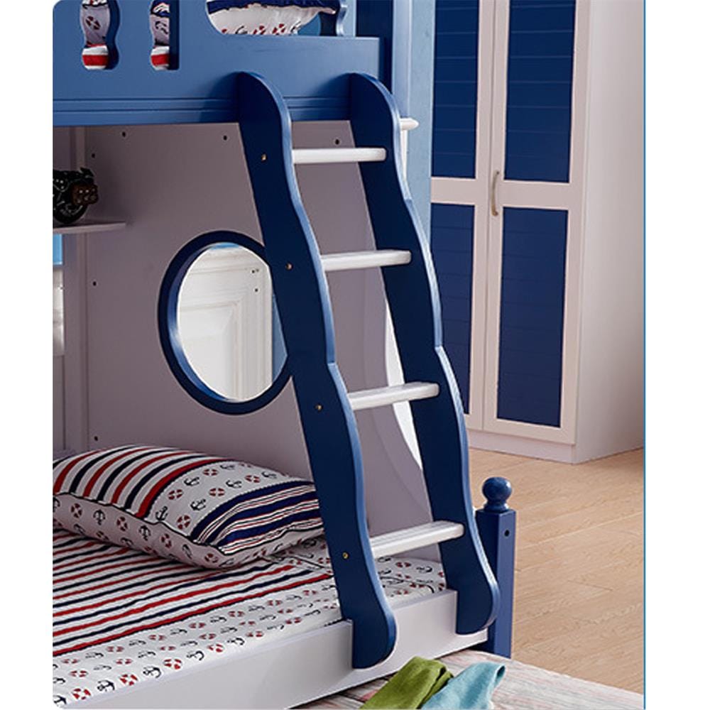เตียง 2 ชั้น เเละบันได DREAM CAR KID MARINE 611-4B สีนํ้าเงิน/ขาว