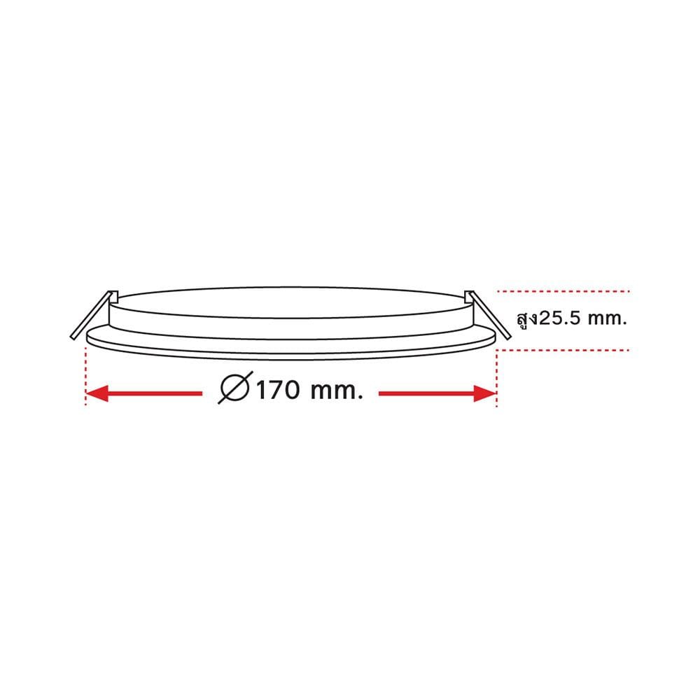 ดาวน์ไลท์ LED SHINING SLIM 6.8 นิ้ว 12 วัตต์ WARM WHITE สีขาว