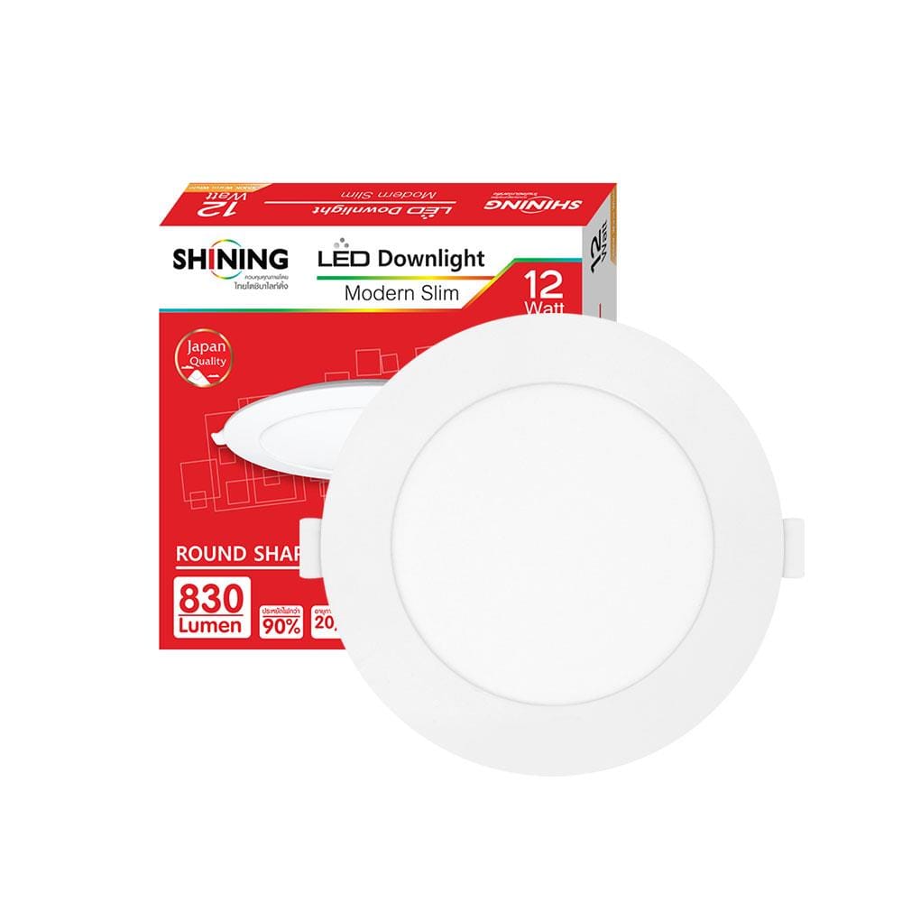 ดาวน์ไลท์ LED SHINING SLIM 6.8 นิ้ว 12 วัตต์ WARM WHITE สีขาว