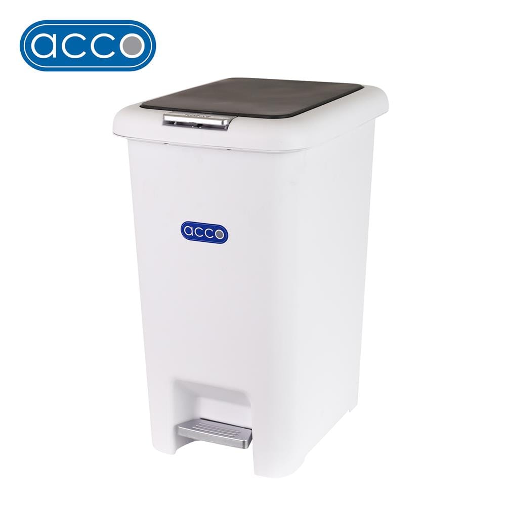 ถังขยะเหยียบเหลี่ยม ACCO COCO 30 ลิตร สีขาว/เทา
