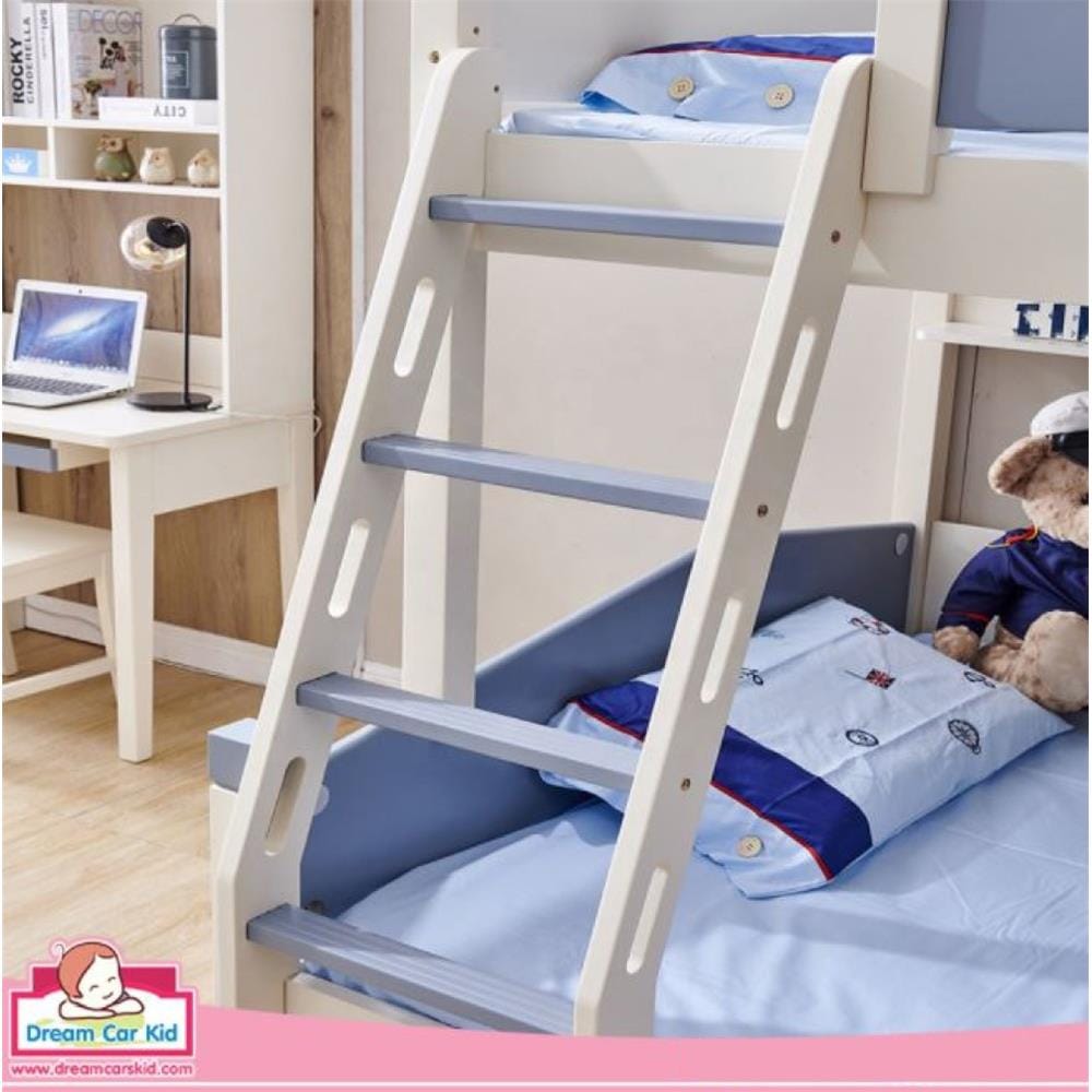 เตียง 2 ชั้นและบันได DREAM CAR KID FOOTBALL CLUB 911-5 สีขาว/เทา