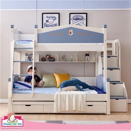 เตียง 2 ชั้นและบันได DREAM CAR KID FOOTBALL CLUB 911-5 สีขาว/เทา_1