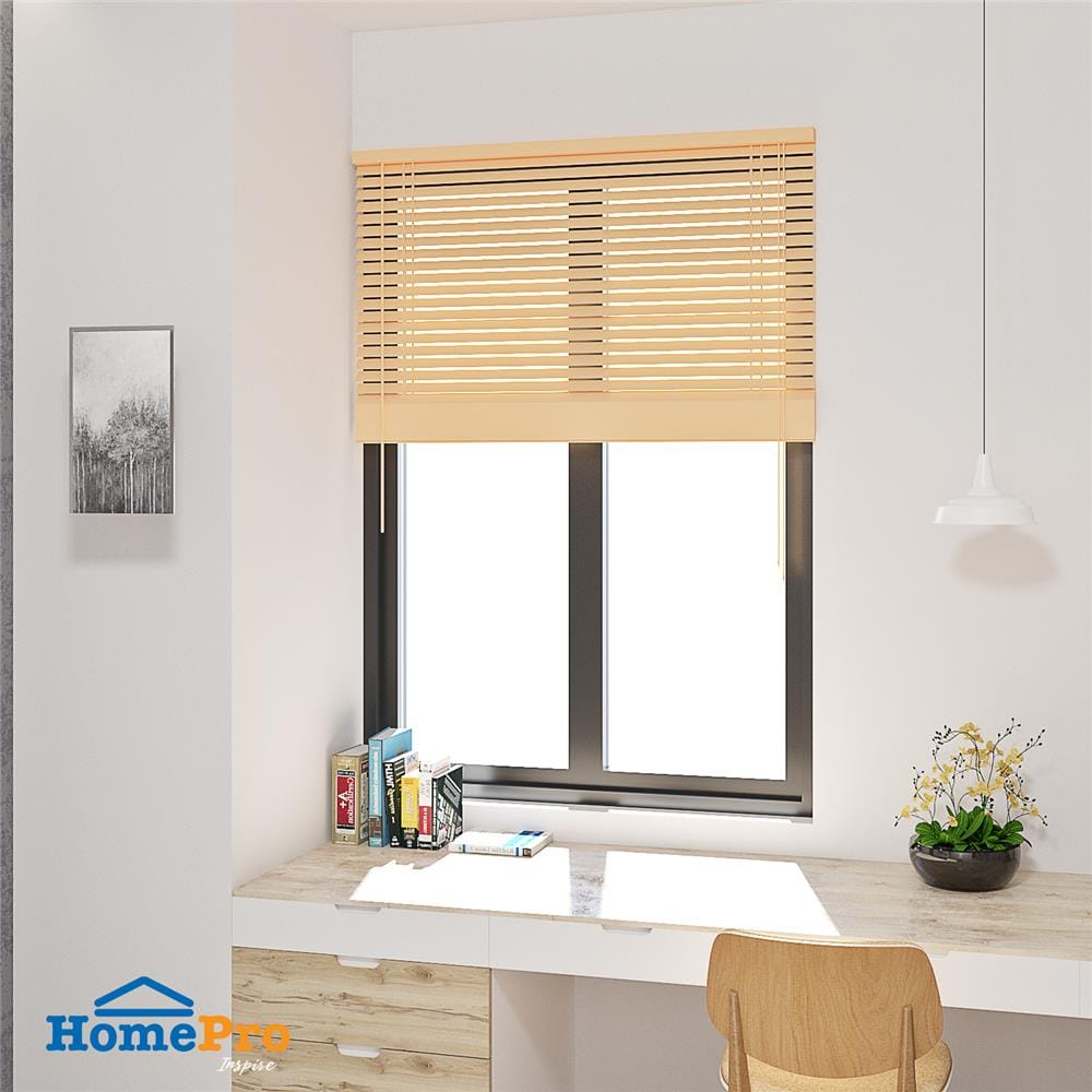 มู่ลี่ PVC HOME LIVING STYLE FAUX WOOD 120X130 ซม. สีเบจ