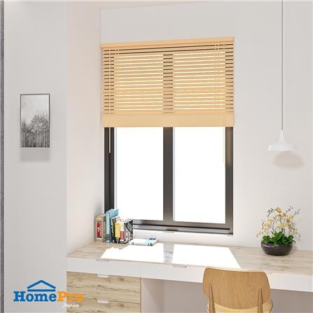 มู่ลี่ PVC HOME LIVING STYLE FAUX WOOD 120X130 ซม. สีเบจ_2