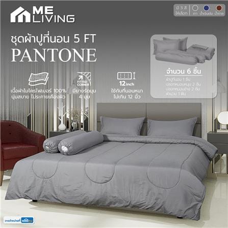 ชุดผ้าปูที่นอน 5 ฟุต 6 ชิ้น ME LIVING PANTONE สีเทา_5