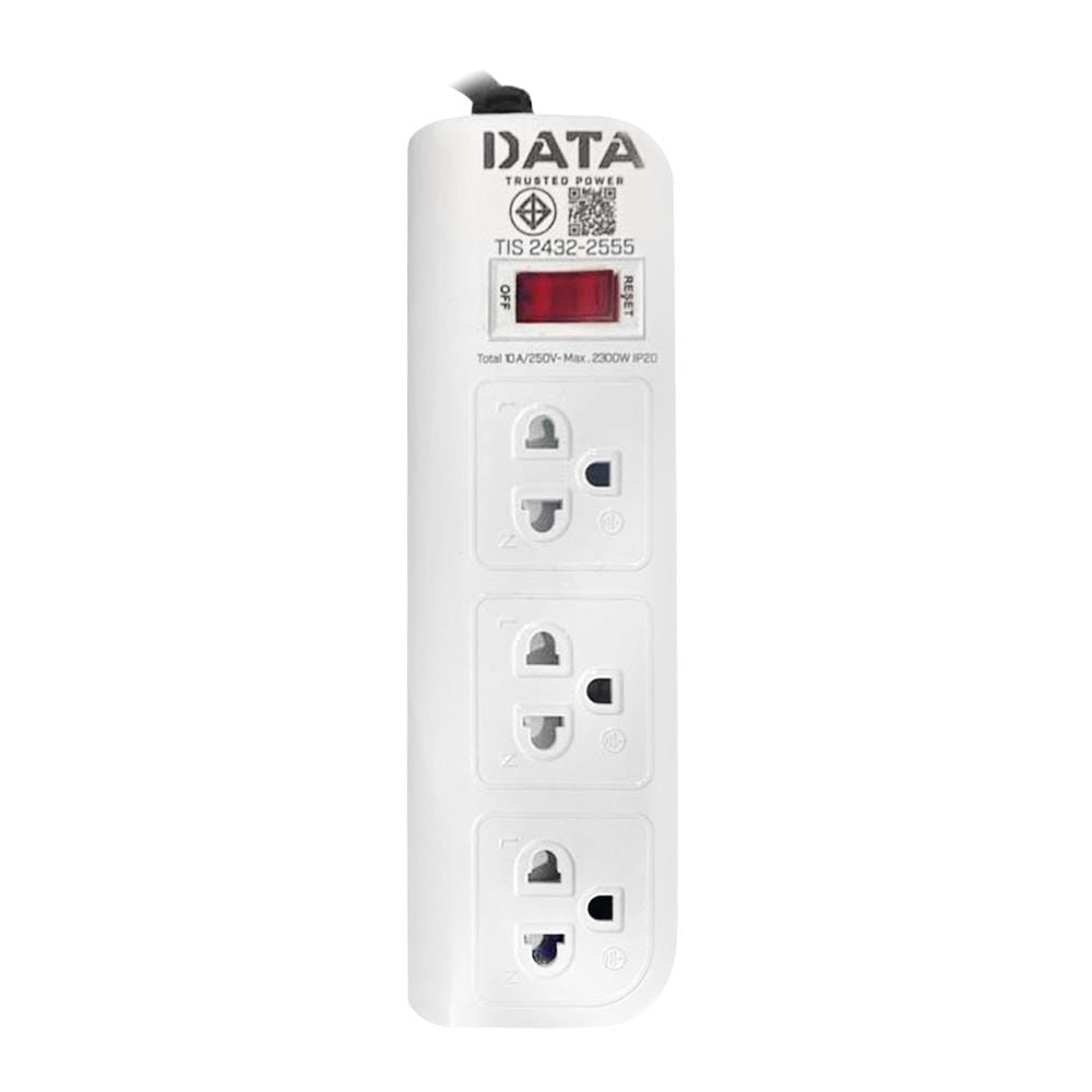 รางปลั๊กไฟ 3 ช่อง 1 สวิตช์ DATA WL361 3 ม. สีขาว