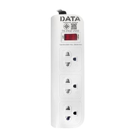 รางปลั๊กไฟ 3 ช่อง 1 สวิตช์ DATA WL361 3 ม. สีขาว_0