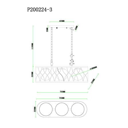 ไฟช่อ CARINI P200224-3 แก้ว/โลหะ สีดำ 3 หัว_5