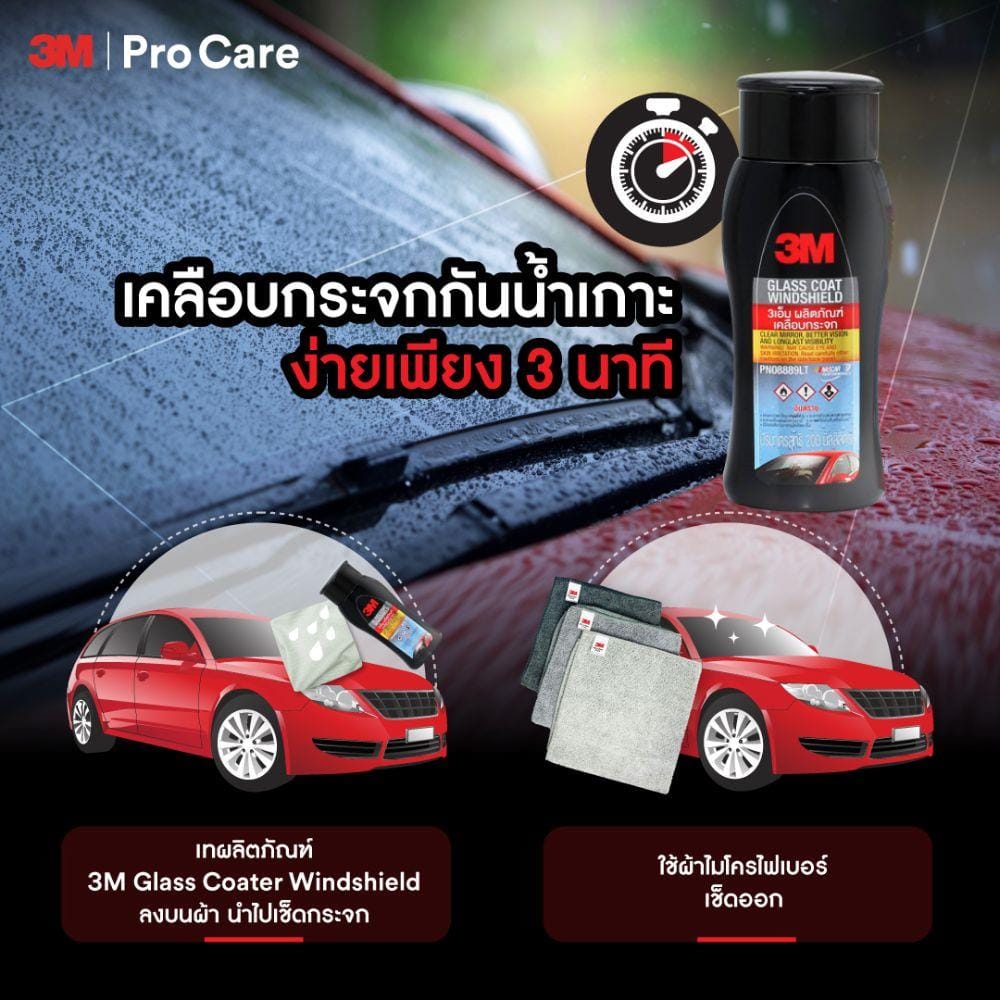 น้ำยาเคลือบกระจกป้องกันหยดน้ำ 3M 200ิ มล.