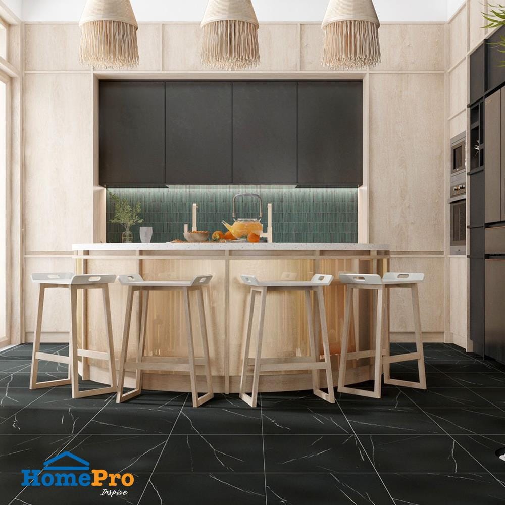 กระเบื้องพื้น 40x40 ซม. CERGRES ซาโต้ ดำ A 0.96 ตร.ม.