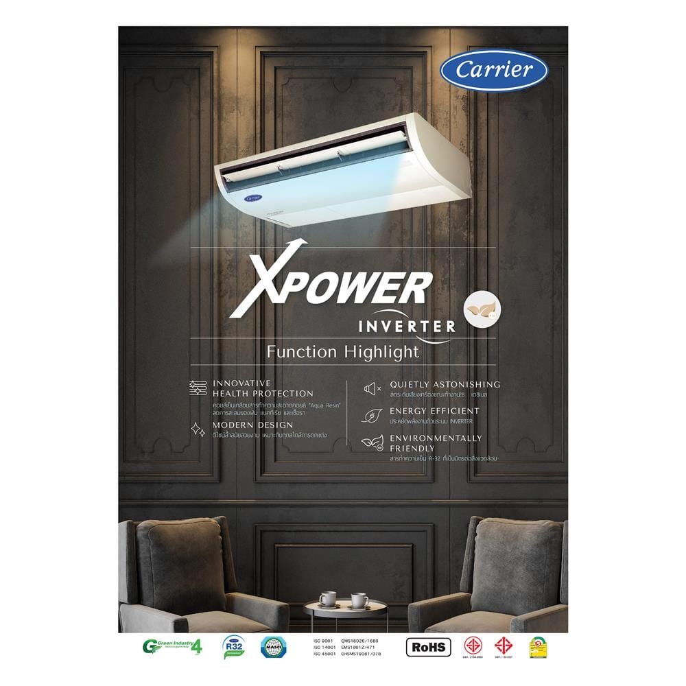 แอร์แขวน CARRIER 42TGV0401CP/38TGV0401A3 40200 บีทียู 380V อินเวอร์เตอร์