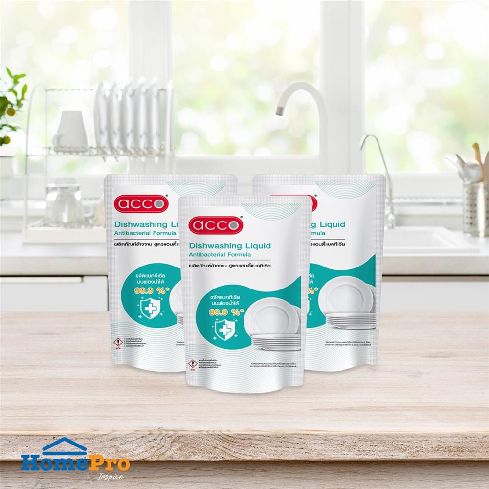 รีฟิลน้ำยาล้างจาน ACCO 550 มล. สูตรแอนตี้แบคทีเรีย แพ็ก 3 ชิ้น