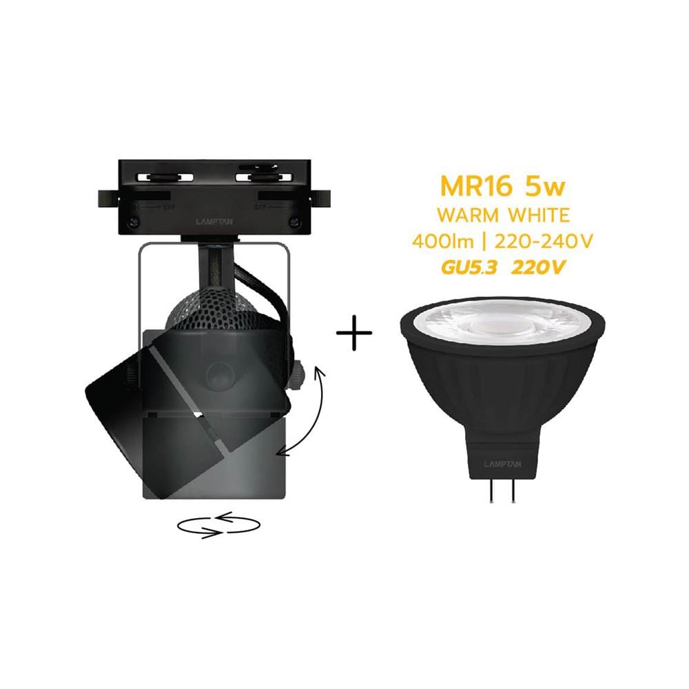 แทรคไลท์ LED LAMPTAN CROP 5 วัตต์ WARM WHITE สีดำ