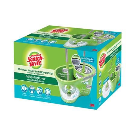 ชุดอุปกรณ์ถังปั่นพร้อมไม้ม็อบ SCOTCH-BRITE ECO DUAL WASH (T7) สีเขียว_3