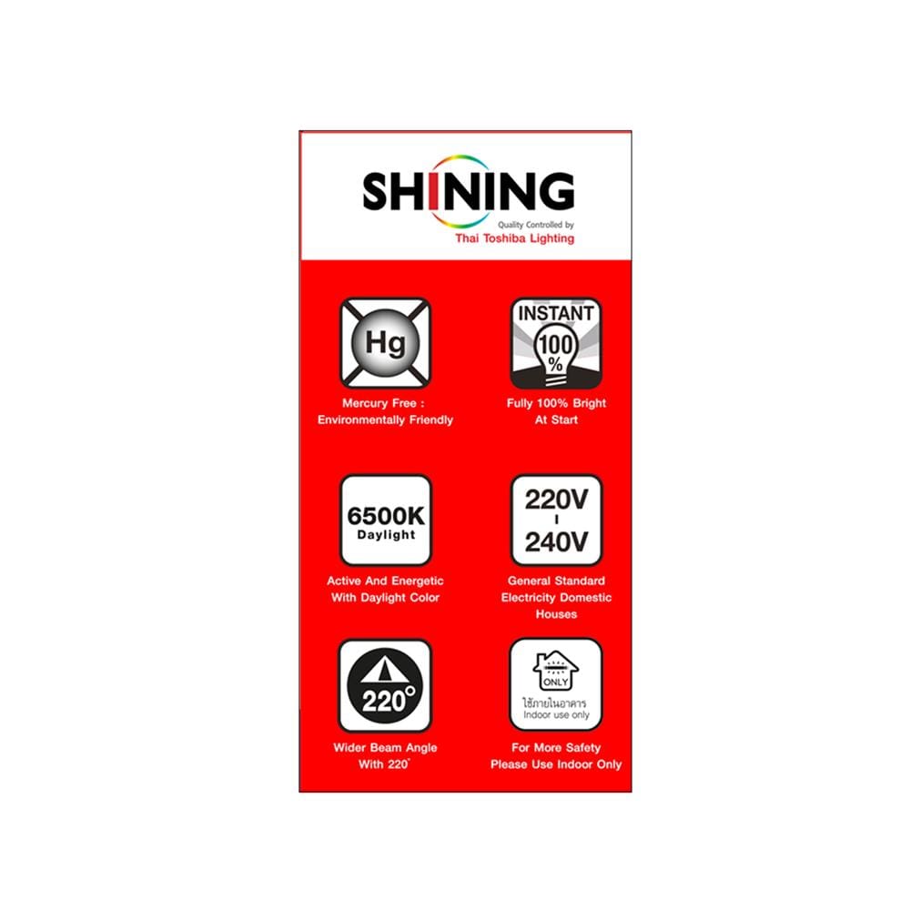 หลอด LED SHINING A60 12 วัตต์ DAYLIGHT E27 แพ็ก 4 ชิ้น