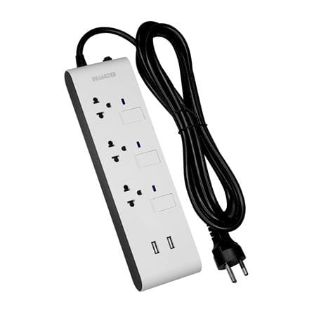รางปลั๊กไฟ 3ช่อง 3สวิตซ์ 2USB HACO-EJ-3S3EBUSB/3 10 แอมป์ 3 เมตร_1