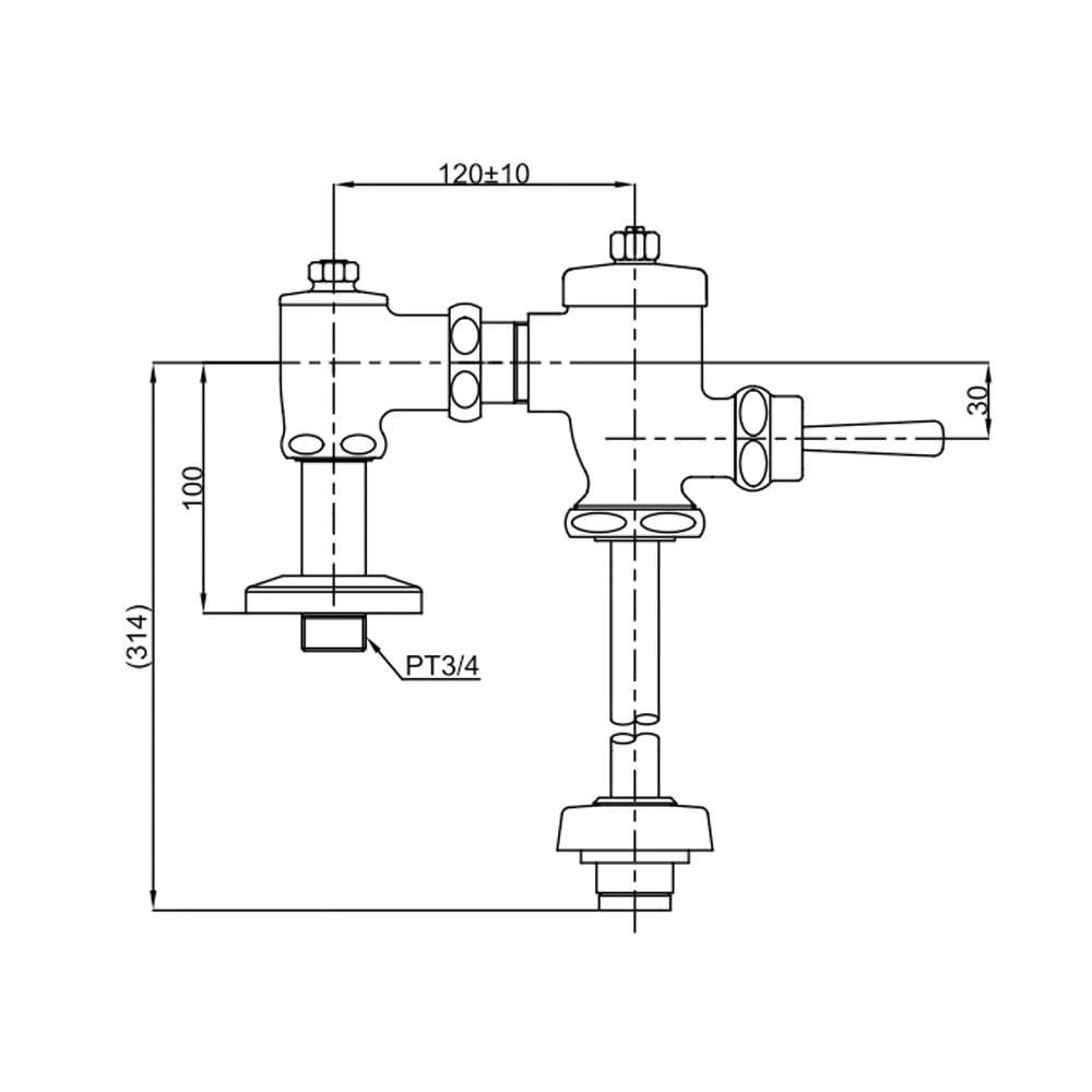 ฟลัชวาล์วโถชายท่อตรง TOTO TS401DUFK
