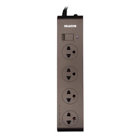รางปลั๊กไฟ 4 ช่อง 1 สวิตช์ HACO EJ-S4E/3-CC 3 เมตร สีช็อกโก