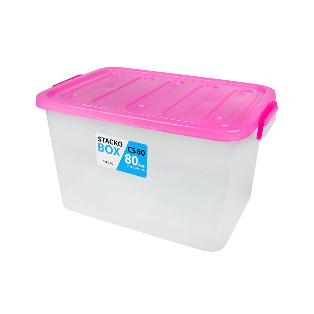 กล่องเก็บของ STACKO CS80L 67.5x45.1x38.2 ซม. สีใส/ชมพู