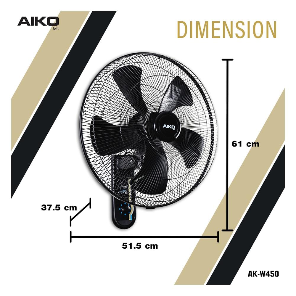 พัดลมติดผนัง 18 นิ้ว AIKO AK-W450 สีดำ