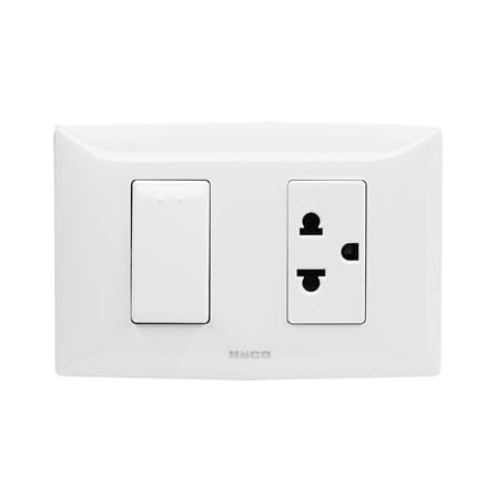 ชุดเต้ารับ 3 ขา + สวิตซ์ 1 ทาง HACO AP-E11 สีขาว_0