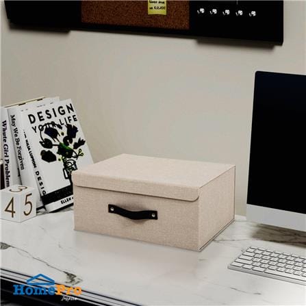 กล่องฝาเปิดผ้า M STACKO HOME 35x27x15.5 ซม. สีครีม_5