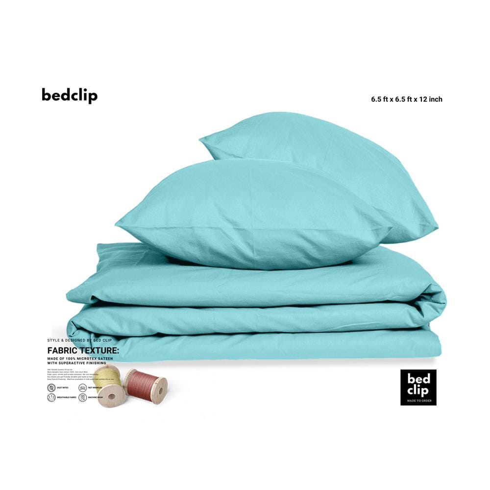 ผ้าปูที่นอน 6.5 ฟุต BED CLIP MICROTEX สีฟ้า
