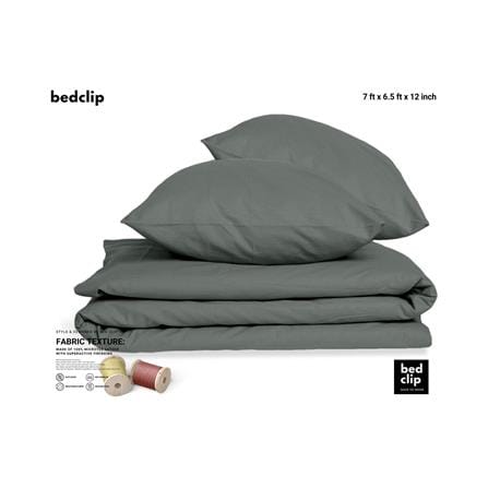 ผ้าปูที่นอน 7 ฟุต BED CLIP MICROTEX สีเทาเข้ม_1