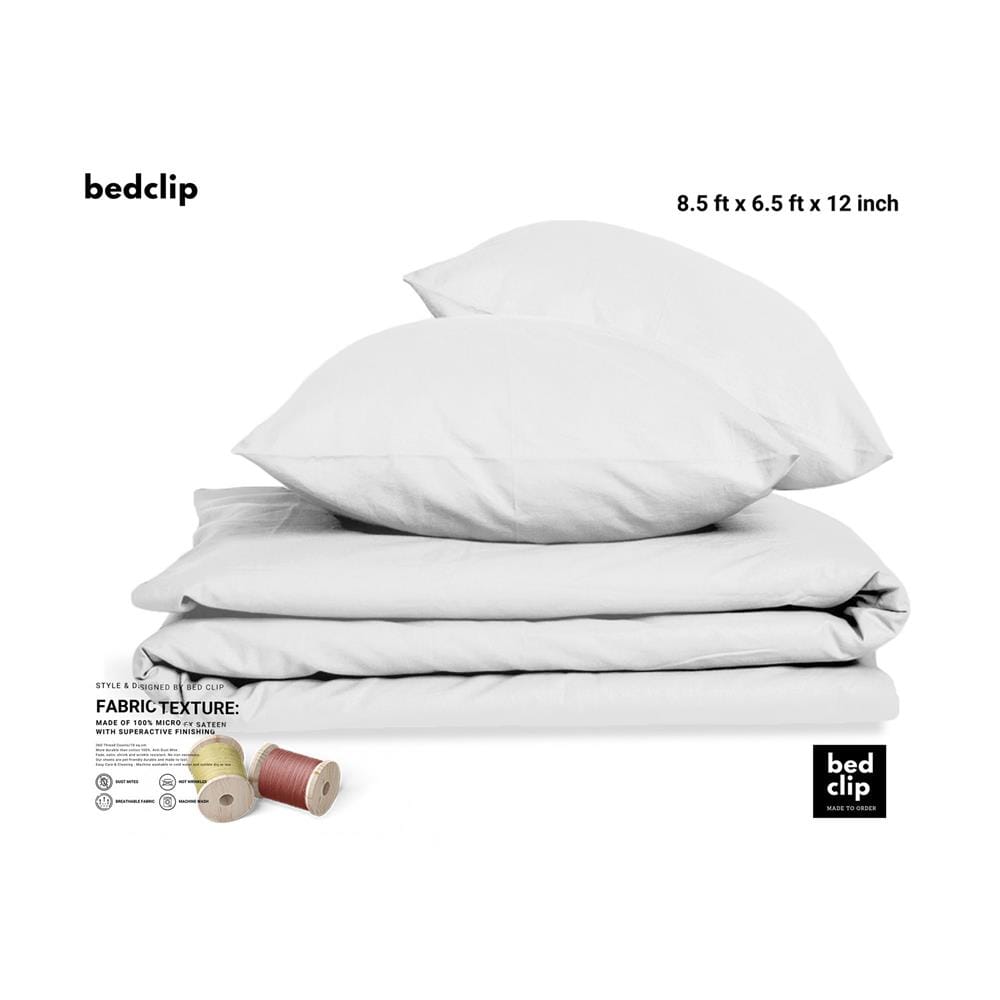 ผ้าปูที่นอน 8.5 ฟุต BED CLIP MICROTEX สี WHITE
