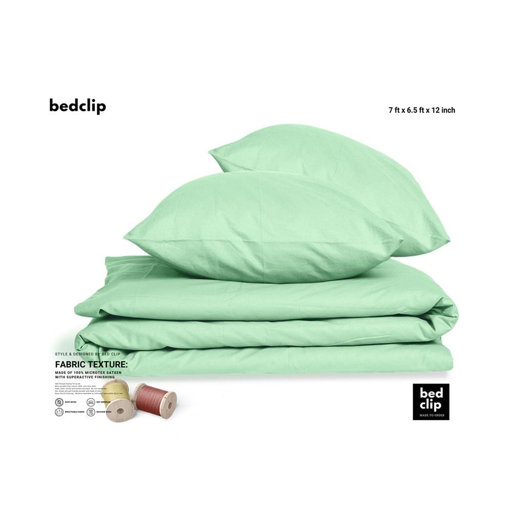 ชุดผ้าปูที่นอน 7 ฟุต 3 ชิ้น BED CLIP MICROTEX LIGHT สี LIGHT GREEN