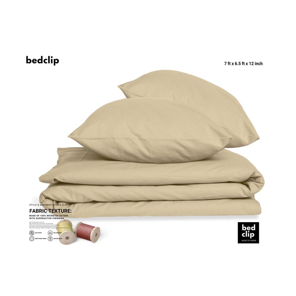 ชุดผ้าปูที่นอน 7 ฟุต 3 ชิ้น BED CLIP MICROTEX สี BEIGE