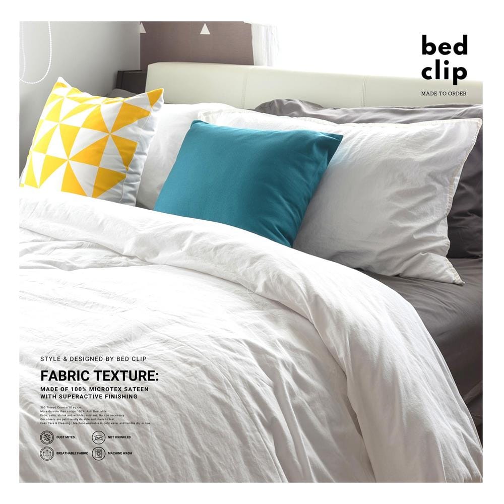 ปลอกผ้านวม BED CLIP MICROTEX 100X90 นิ้ว สี WHITE