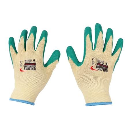ถุงมือผ้าฝ้ายเคลือบยางธรรมชาติ YAMADA L105GR 9 นิ้ว SIZE L สีเขียว_0