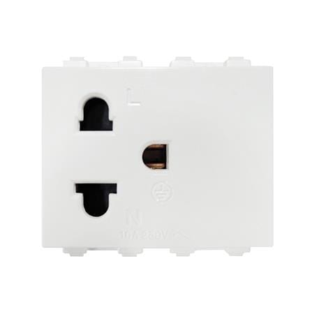 เต้ารับเดี่ยว 3 ขา 1.5 ช่อง ฺELECKTA BASIC สีขาว