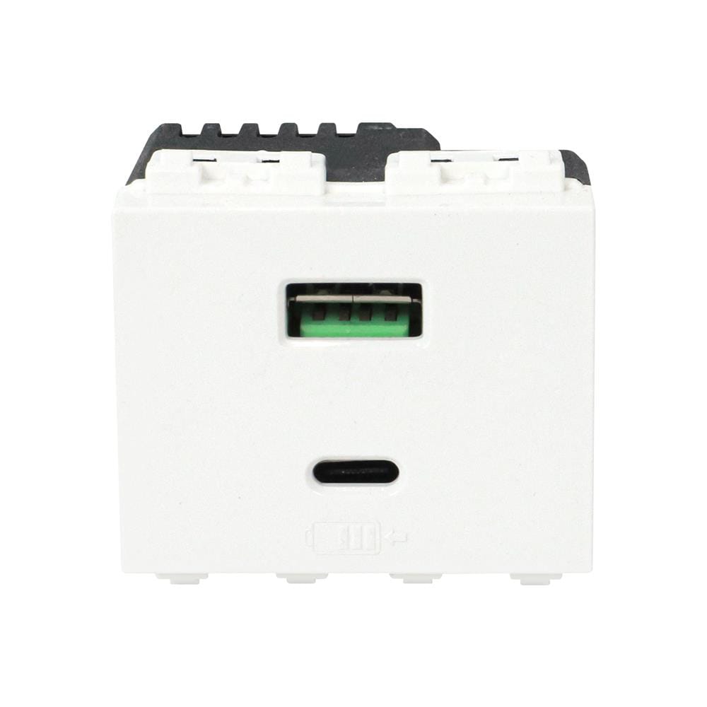 เต้ารับ USB 1 ช่อง + TYPE C 1 ช่อง ELECKTA BASIC สีขาว_1